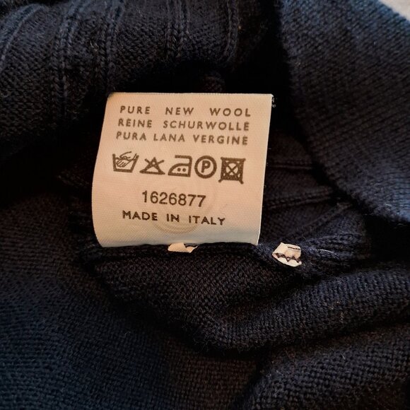 Vtg Valentino Marini Italy 100% merino wool navy cable knit mock neck sweater - Picture 5 of 8